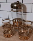 Vtg Mcm 60s Culver Antigua Cocktail Shaker Low Ball 5 Pc Barware Set 22k Gold