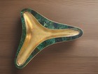 Los Castillo Brass Inlay Stone Dish Decorative Modernist Mexican Dish Rare