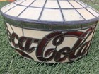 Vintage Drink Coca Cola Lamp Shade Chandelir Stained Glass 14x9 Hairline Break