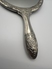 Vintage Silver Plated Hand Mirror For Dressing Table Vanity Diam  13 5cm Flowers