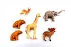 6 Vintage Marx Animal Kingdom Figurines 1960 s Tiger  Moose  Giraffe  Elephant