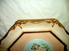Cottagecore Porcelain French Lady Plaque Romantic Gilt Creamy Wood Velvet 1960s