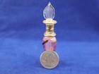 Glass Perfume Bottle Purple   Gold Dapper Gold Leaf Top Hand Blown Empty