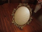 Vintage Oval Ornate Victorian Style  Brass Metal Hanging  Standing Picture Frame