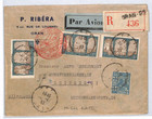 France Cols Algeria 1933 German Air Mail Cover Oran High Rate Regd Leipzig Yv254