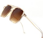 Men Sunglasses Classic Brown Lens Rectangular Thin Frame Casual Shades Elegant