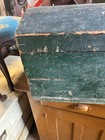 Early Green Paint Pine Dovetailed Small Wood Chest 1800s Folk Art Primitive