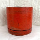 Antique Vintage Burmese Red Orange Lacquered Offering Box Or Betel Box  kun-it 