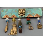 Vintage Cat Brooch Lot Ceramic Cat Egyptian Cat Artisan Feline Pins Mixed Media