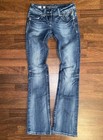 Miss Me Bootcut Blue Denim Jeans Womens Size 26 Stretch Bling Designer Pants 