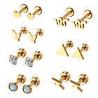 6 7 9 12 Pairs Surgical Stainless Steel Hypoallergenic Flat Back Stud Earrings