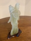 Vintage Chinese Carved Pale Green Carved Jade Figure Statue 9  Tall