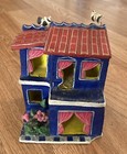Mexican Folk Art Candelario Medrano Painted Clay House Original Vintage Signed