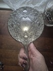 Vintage Hand Held Vanity Mirror Silver Metal Victorian Floral Ornate Round 9 5 