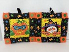 Vtg B d Patchwork Halloween Pot Holders Cat And Pumpkin Candy Corn Bright Colors