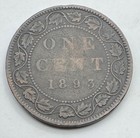1893 Canada Large One Cent - 1c - Bronze Canadian Penny - Free Shipping