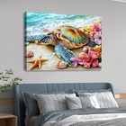 Sea Turtle Hibiscus Flower Beach Wall Art Canvas Prints Home Decor Picture