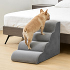 Dog Stairs For Small Dogs And Cats  4-step Curved Pet Dog Steps  Grey