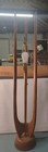 Vintage Mcm V h  Woolums Wood Rocket Lamp W shade 42  Tall Teak Danish  