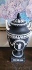 Wedgwood England Jasperware Black  Handled Urn 11 5 