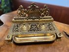 Sale Beautiful Ornate Antique French Heavy Gilt Bronze Double Inkwell