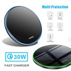 30w Mirror Wireless Charger Fast Charging Mat Metal Pad For Apple Iphone Samsung