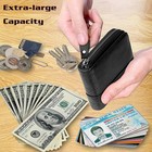 Men s Leather Zipper Wallet Rfid Blocking Bifold Zip Around Credit Card Holder