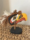 Northwest Coast Native Art  Stunning Eagle Mask Carving Stand Signed Rupert Scow