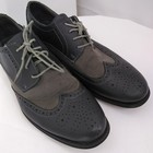 Alpine Swiss Men Wing Tip Dress Shoes Size 8 Zurich Two Tone Gray Oxfords