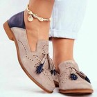 Women s Pumps Loafers Flat Tassel School Retro Pointed Shoes Work Slip On Casual