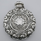 Rare Sterling Silver Tiffany   Co  Flask Aesthetic Ornate Scroll C1890  3 4 Gill