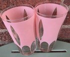 Vintage Mcm Pink  Gold Atomic Highball Tumblers     Set Of 2 Glasses