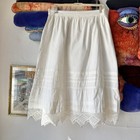 Antique Edwardian Early 1900s White Cotton Midi Skirt Crocheted Vintage Handmade