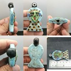 Ancient Phoenician Mosaic Glass Face Pendant Bead Blue Polychrome Amulet