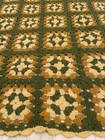 Vtg Crochet Granny Square Afghan Blanket Avocado Green Gold  Yellow 44    X 69   