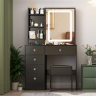 Black Vanity Makeup Desk With Led Lighted Mirror And 6 Drawers Dressing Table