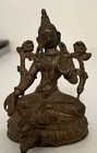 Pair Of Antique Bronze Tibetan Green Tara Sculptures 