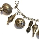 Vintage Brazilian Balangand   Style Amulet Hanging Figa Hand Folk Art 10 Charms