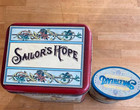 Vintage Sweetheart Talcum Powder Tin   Sailor s Hope Tobacco Advertising Tin
