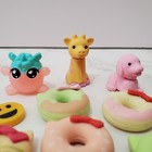 Novelty Eraser Lot 10 Donuts Giraffe Puppy Dog Smile Face Mini Rubber Pink Pen