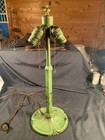 Antique Green Painted Patina Electric Table Lamp-finial Double Sockets C1920
