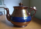1840s Early Copper Luster Teapot Griffen Handle   Spout Original Matching Lid