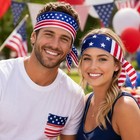 2pcs American Flag Bandana Headbands Usa Patriotic Headband For Red White Blue