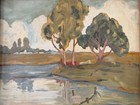Vintage Mid Century California Landscape Oil Painting Post Impressionist Framed