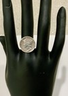 Vintage 1942 Mercury Dime Coin Ring In Patina Sterling Silver Setting Size 6 5
