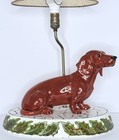 Vintage Mid Century Figural Dachshund Ceramic Lamp Original Shade Wiener Dog Mcm