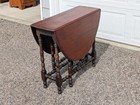 Vintage Mahogany Gate Leg Drop Leaf Table With Drawer  Oval  Solid Wood