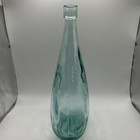 Vtg Cool Clear Blue Green Thick Glass Bottle Narrow Opening Skinny Neck Mcm