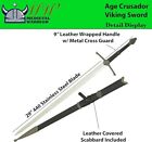 Medieval Warrior 39 5  Irish Celtic Carbon Steel Sword With Leather Scabbard