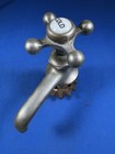 C 1930 Sink Faucet W   cold  Porcelain Cap  Opens closes  Brass W  Nickel Plate